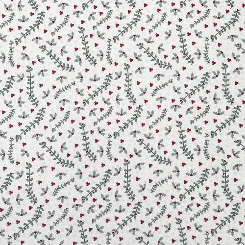3 Wise Penguins 80860-4 - white with red berries, holly and vines