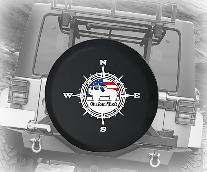 American Flag Compass USA 4x4- Personalized Spare Tire Cover - TireCoverPro