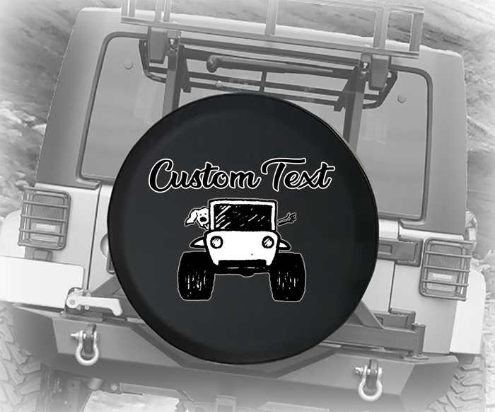 American Offroad Paw Print Dog Wave Fun- Personalized Spare Tire Cover