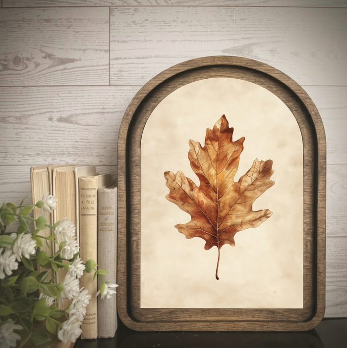 Arch Frame Art Fall Leaf Oak Autumn | Wood & Canvas