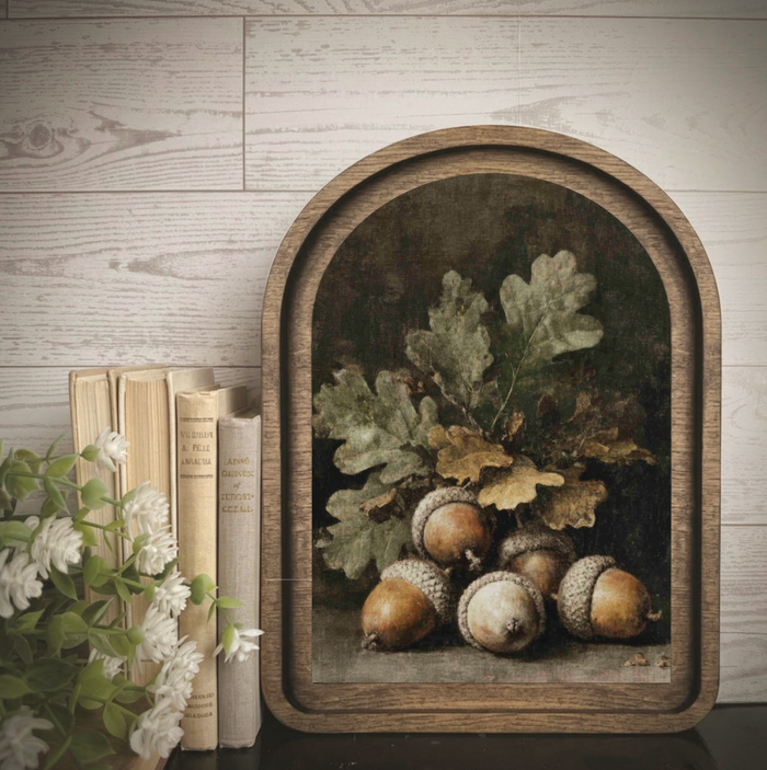 Arch Frame Art Moody Acorn Fall Autumn | Wood & Canvas