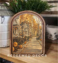 Arch Top Halloween Street Framed Art