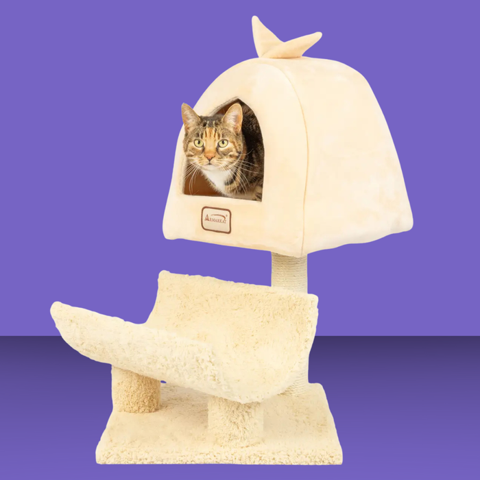 Armarkat Real Wood Cat Condo & Scratching Post