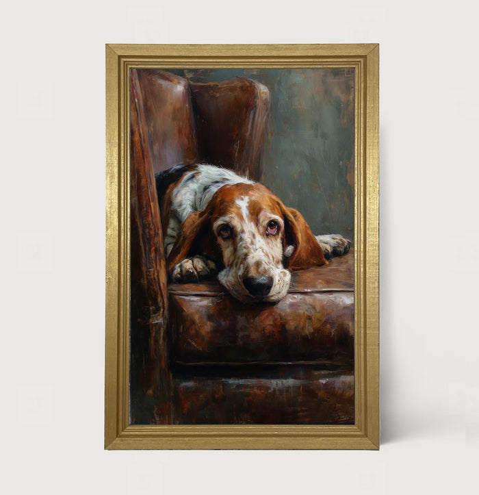 Armchair with Basset Hound - Framed Art