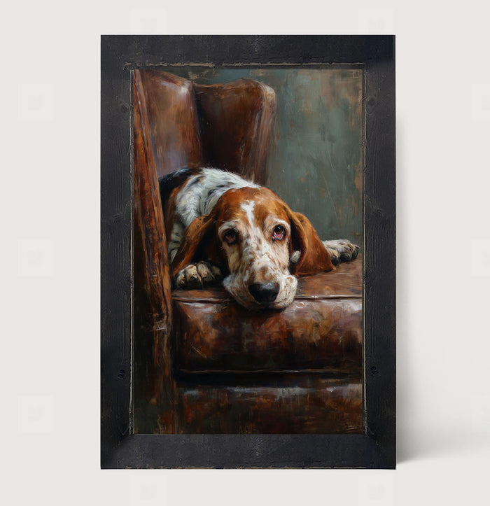 Armchair with Basset Hound - Framed Art