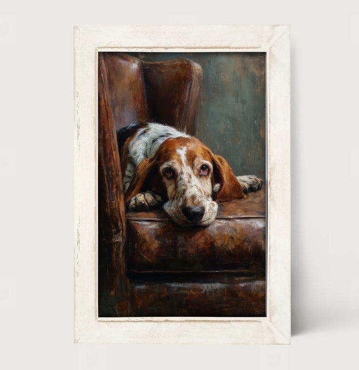 Armchair with Basset Hound - Framed Art