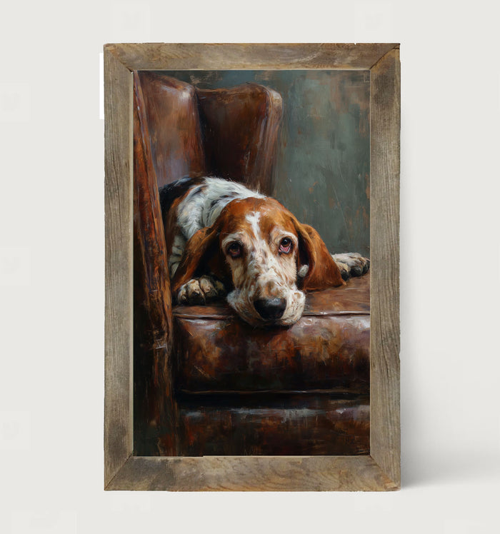Armchair with Basset Hound - Framed Art