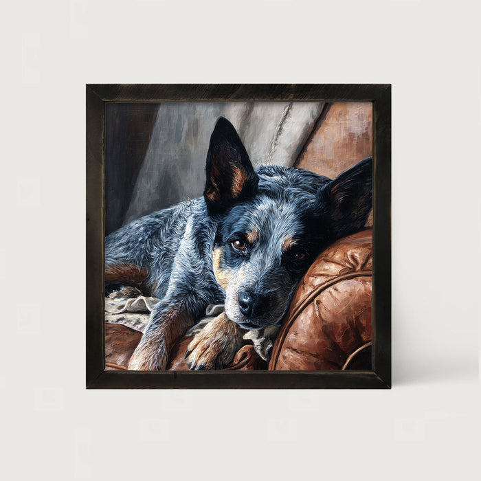 Armchair with Blue Heeler Dog