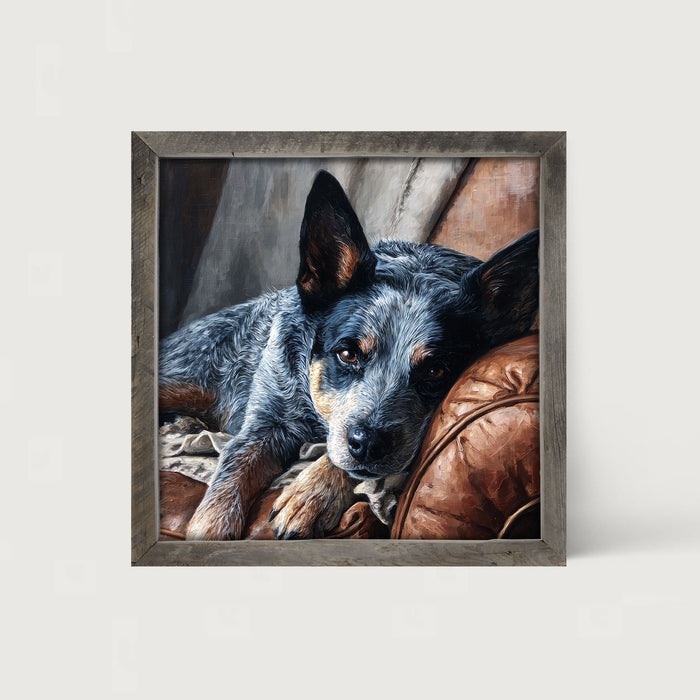 Armchair with Blue Heeler Dog