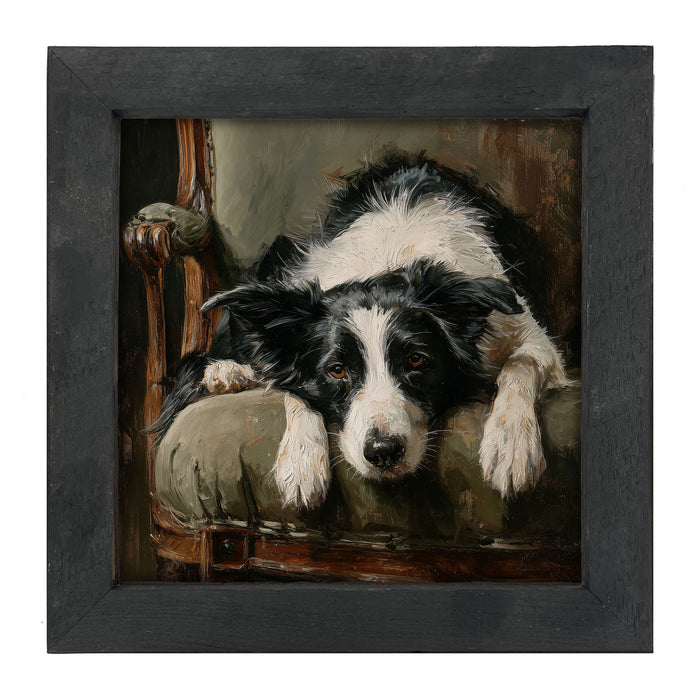 Armchair with Border Collie Dog - Framed Art