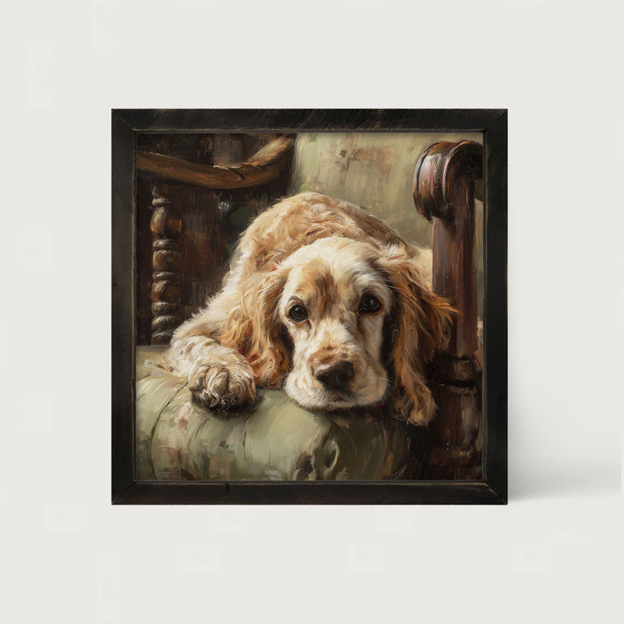 Armchair with Cocker Spaniel Dog - Framed Art