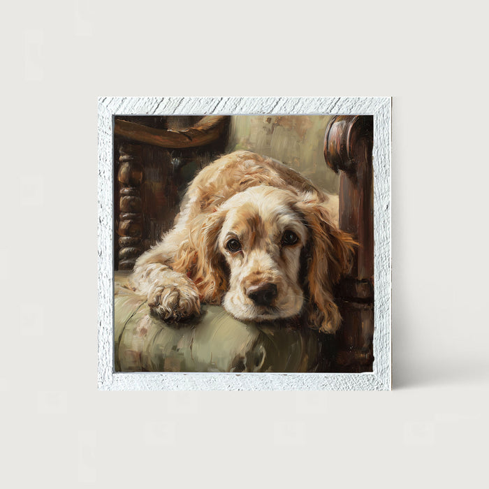 Armchair with Cocker Spaniel Dog - Framed Art