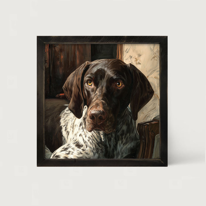 Armchair with German Shorthaired Pointer Dog - Framed Art