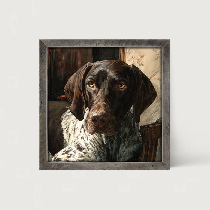 Armchair with German Shorthaired Pointer Dog - Framed Art
