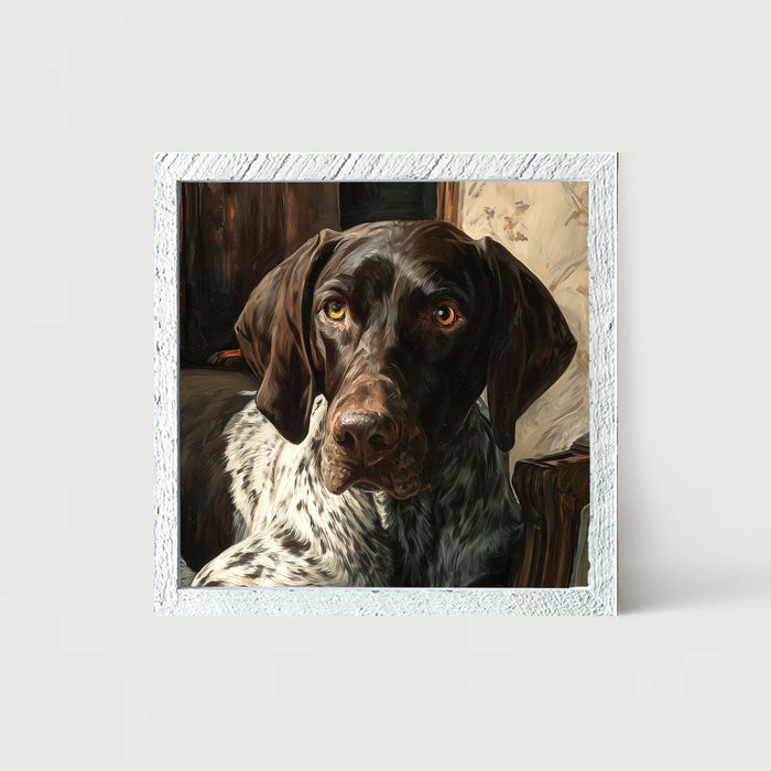 Armchair with German Shorthaired Pointer Dog - Framed Art