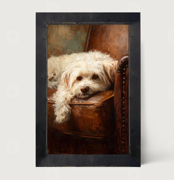 Armchair with Havanese Dog - Framed Art