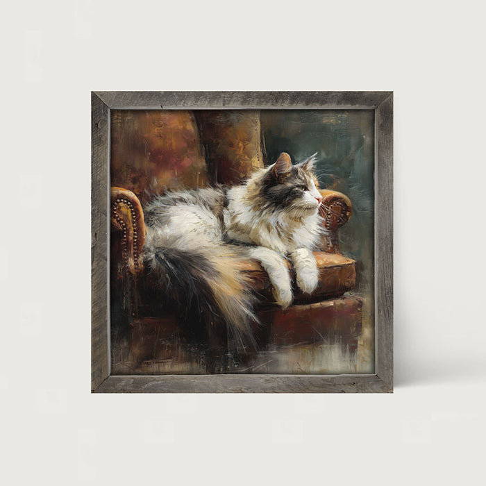 Armchair with Long Haired Cat - Framed Art