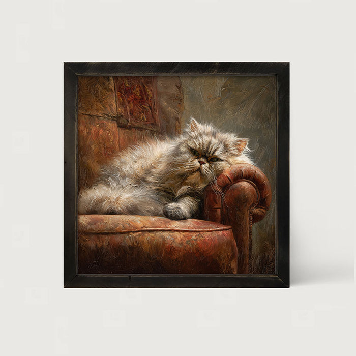 Armchair with Lounging Persian Cat - Framed Art