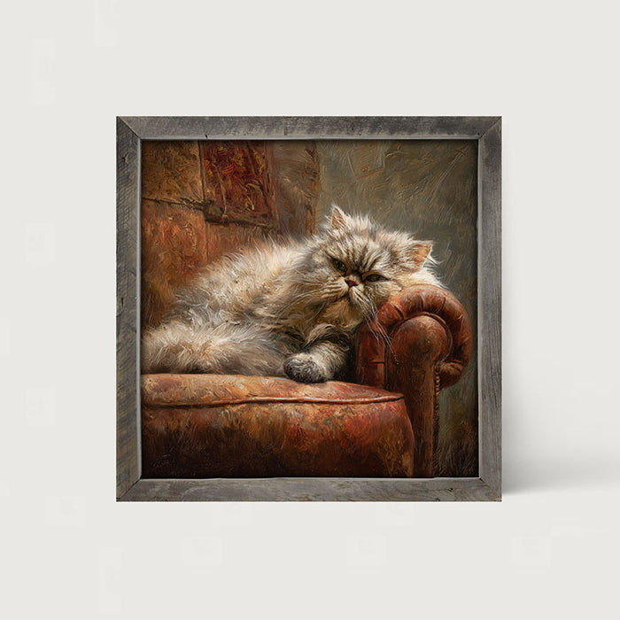 Armchair with Lounging Persian Cat - Framed Art