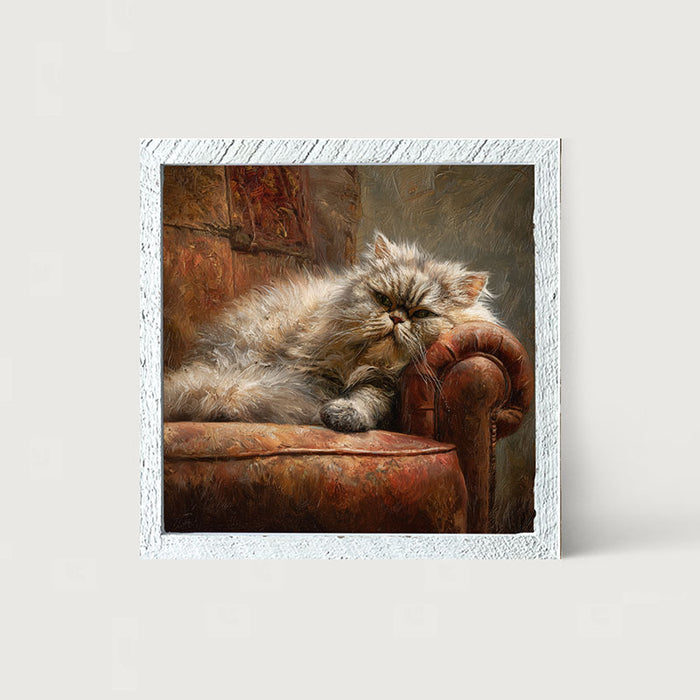 Armchair with Lounging Persian Cat - Framed Art