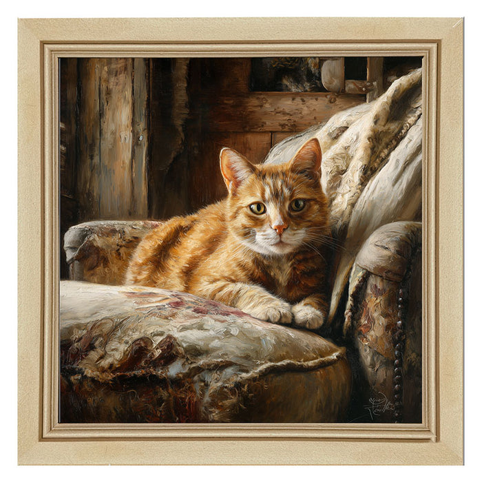 Armchair with Orange Tabby Cat