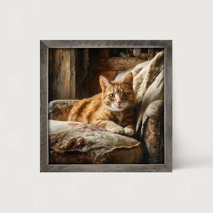 Armchair with Orange Tabby Cat