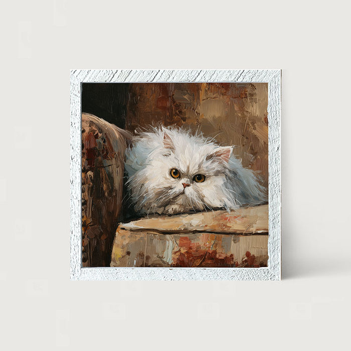 Armchair with Persian Cat Resting - Framed Art