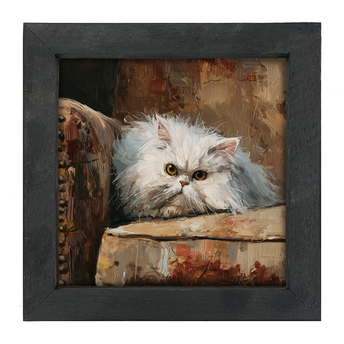 Armchair with Persian Cat Resting - Framed Art