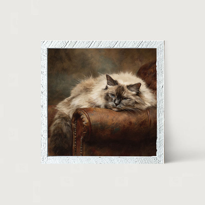 Armchair with Ragdoll Cat - Framed Art