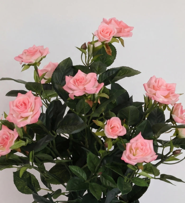 Artificial Rosebush & Grey Pot