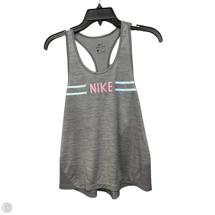 Athletic Tank Top By Nike Apparel In Grey & Pink, Size: S