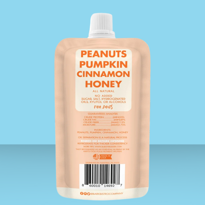 Bark Bistro Pumpkin Pup Budder Squeeze Pack 4oz