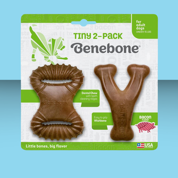 Benebone Dental Chew & Wishbone 2 Pack Bacon Tiny S