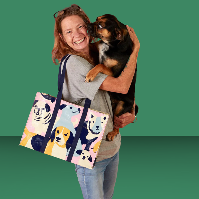 Blue Q Zip Top Tote Bag Happy Dogs