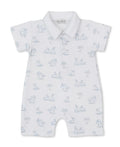 Blue Springtime Bunny Fun Collared Playsuit