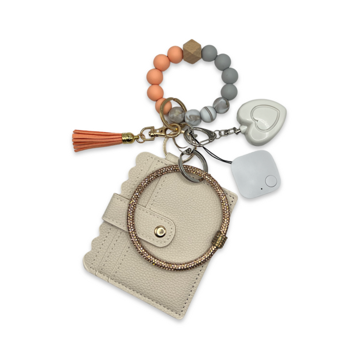 Card Holder Keychain With Alarm And GPS Tracker (Gold)