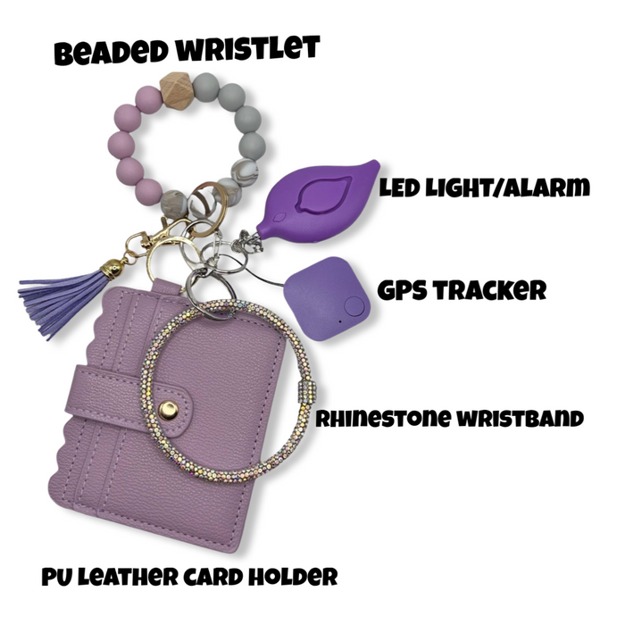 Card Holder Keychain With Alarm And GPS Tracker (Gold)