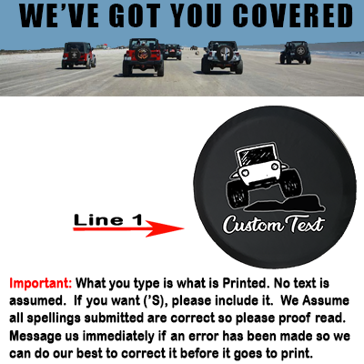 Cartoon American 4x4 Fun Text- Personalized Spare Tire Cover