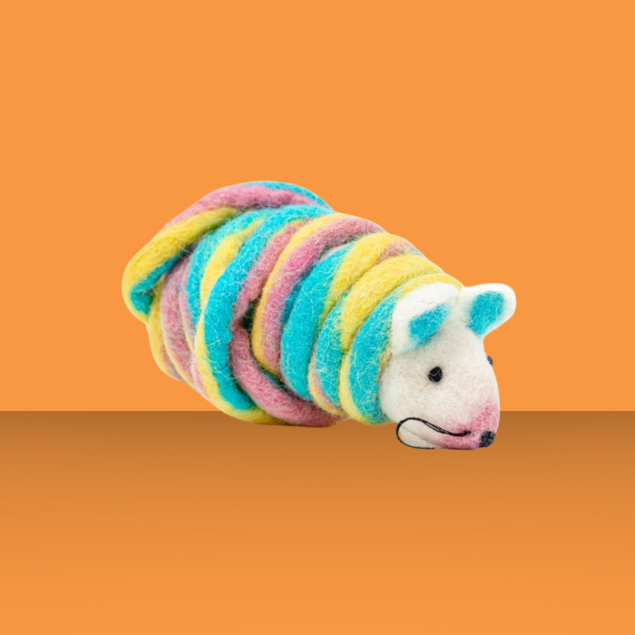 Cat in the Box Wool Mouse with 6' Tail Unicorn Swirl