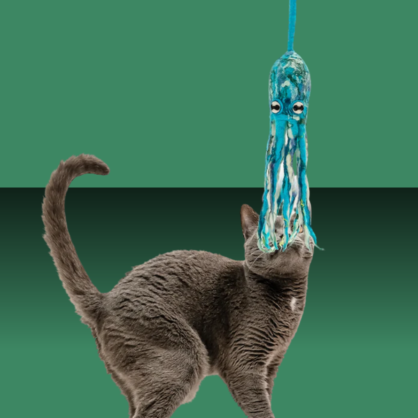 Cat in the Box Wool Octopus with 4' Tail Arctic Blue