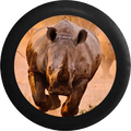 Charging African Grey and Black Rhino Jeep Camper Spare Tire Cover BLACK-CUSTOM SIZE/COLOR/INK- R130 - TireCoverPro