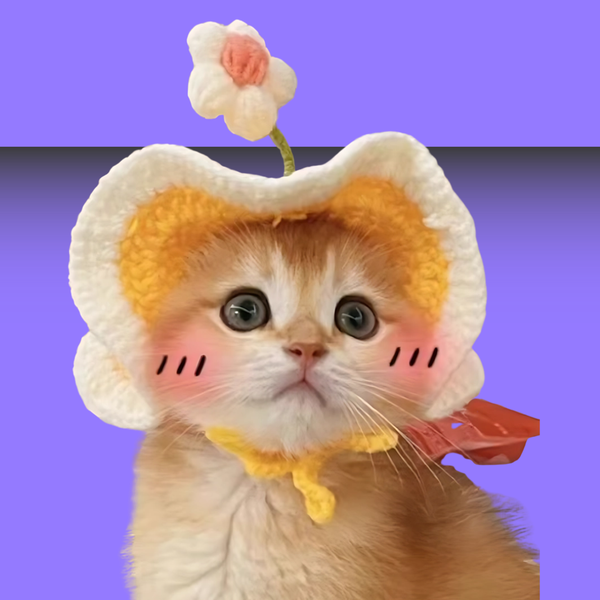 Cobalt Cat Flower Sprout Cat Hat