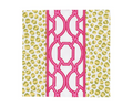 Cocktail Napkin - Banded Green/Fuchsia