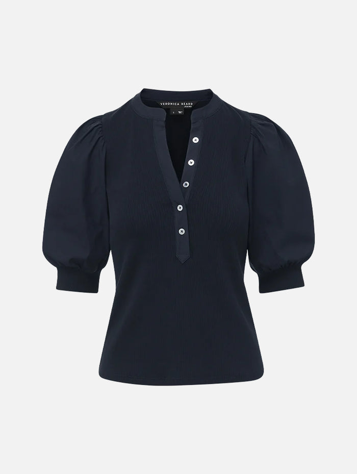 Coralee Puff Sleeve Tee in Navy