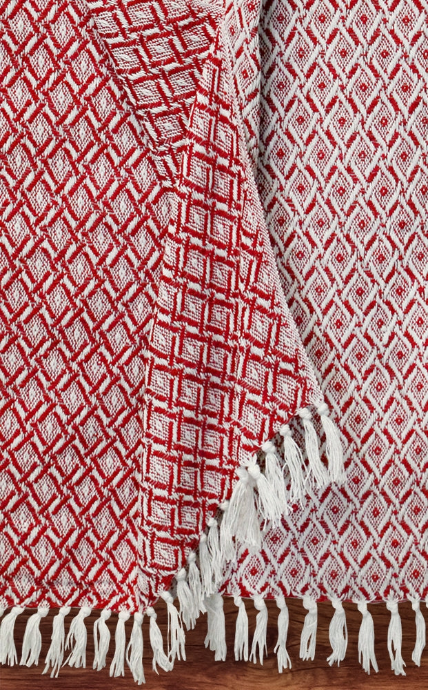 Cotton Throw Red / White