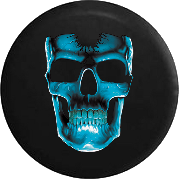 Cracked Blue Skull Jeep Wrangler Tire Cover (Wrangler JK, TJ, YJ)