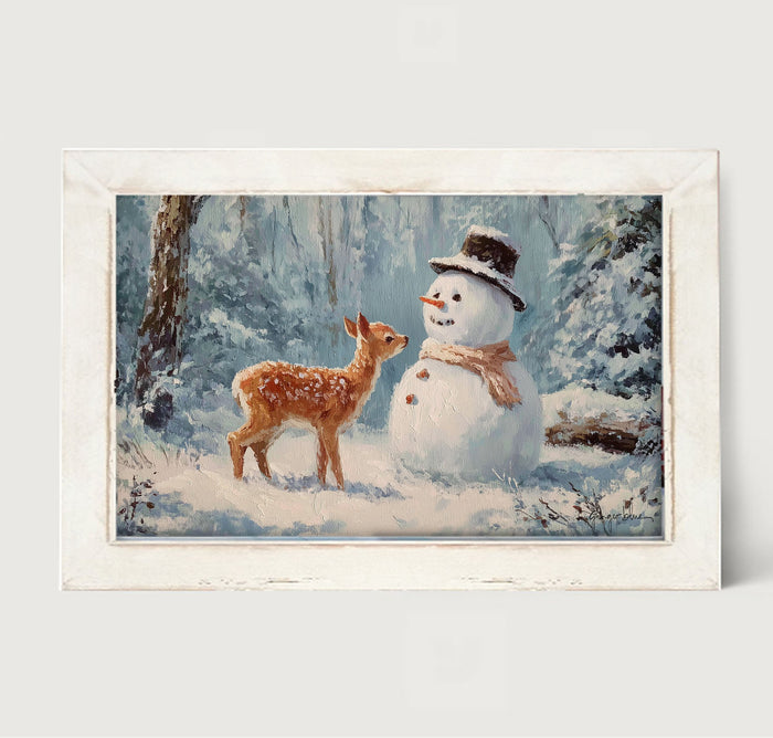 Deer with Snowman Friend