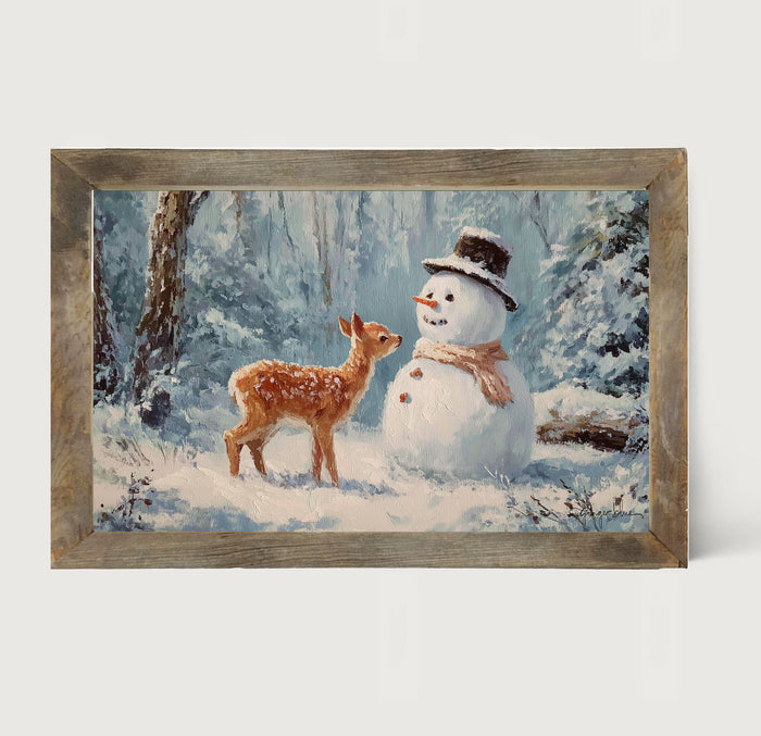 Deer with Snowman Friend