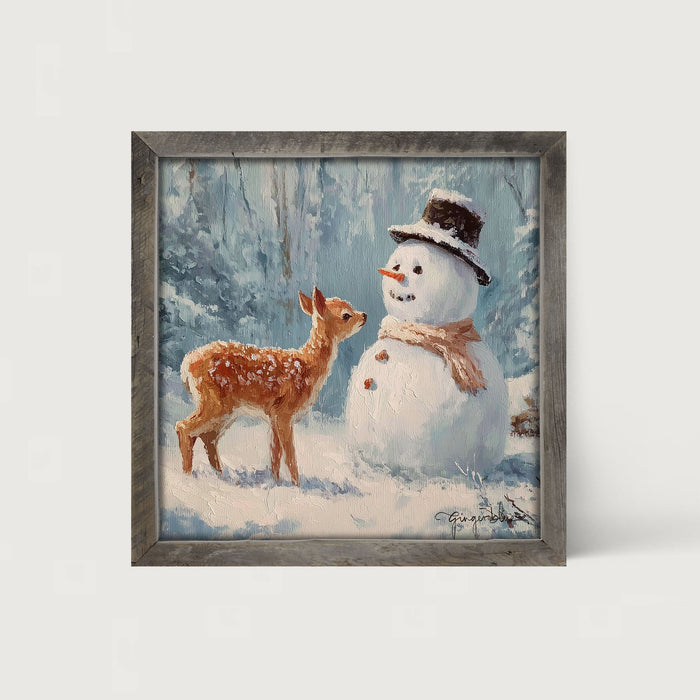 Deer with Snowman Friend
