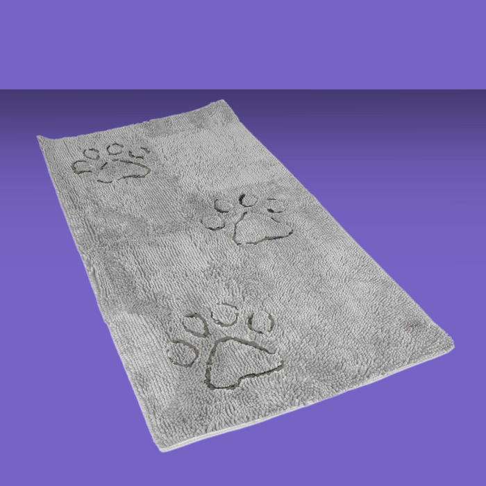 Dirty Dog Doormat Silver Grey w/ Dark Grey Paw Runner